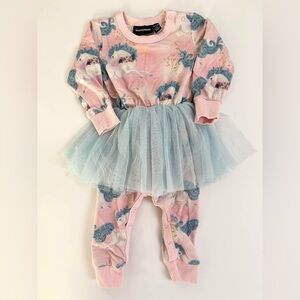 Rock Your Baby Pink Horse Baby Romper with Tutu Tulle Skirt
